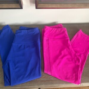 Set of 90 Degree Leggings - Hot Pink & Royal Blue (M)